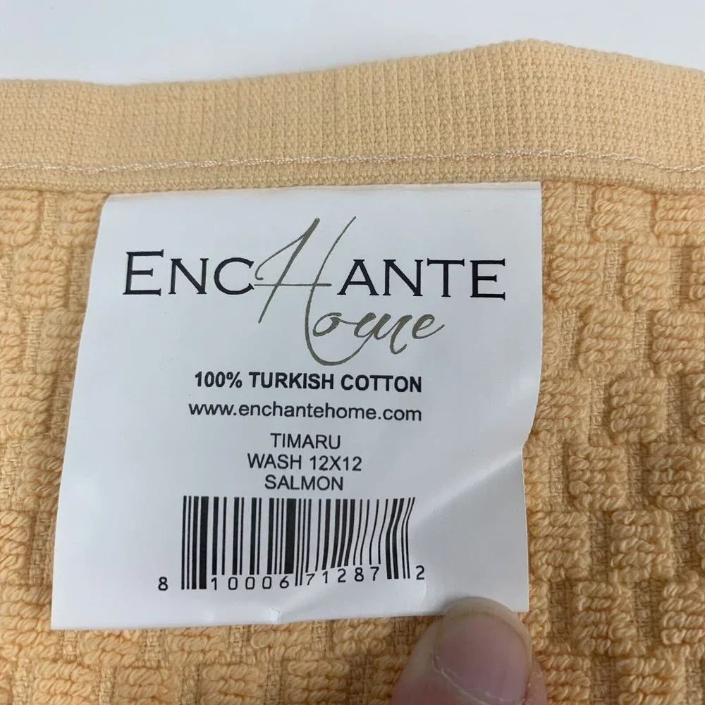 Enchante Home Timaru Wash‎ Towel 12x12 Salmon Turkish Cotton 4-Pieces 6132